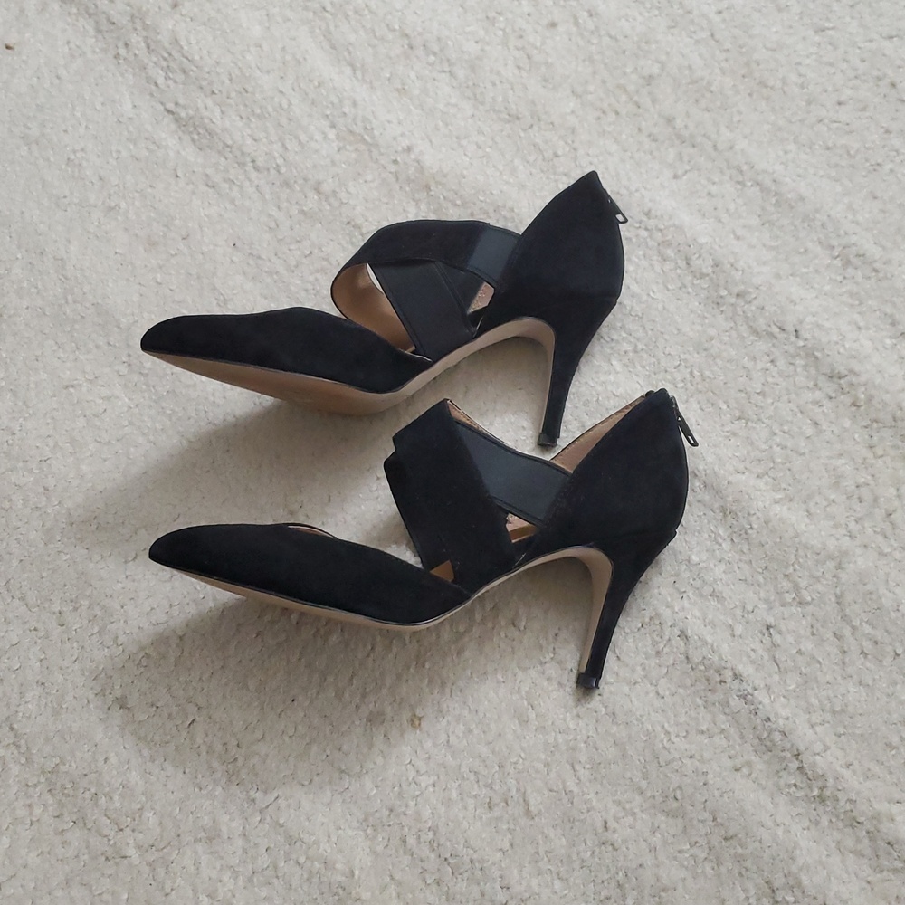 Corso Como, Black Suede Pointed Cross-Strap Pumps. 8M - Picture 2 of 6